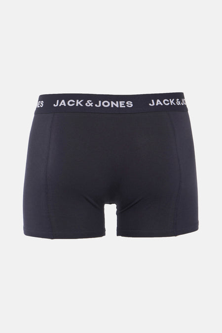 Boxer bleu par ACCESSORIES BY JACK & JONES avec une ceinture logotée blanche sur fond gris.