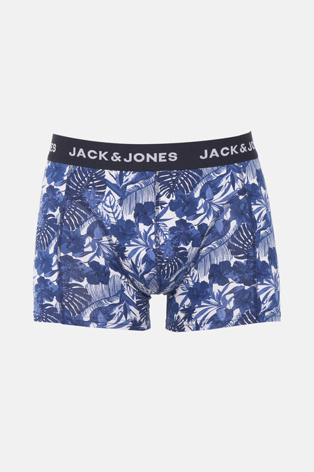 Boxer bleu à motifs floraux de ACCESSORIES BY JACK & JONES avec ceinture élastique à logo.