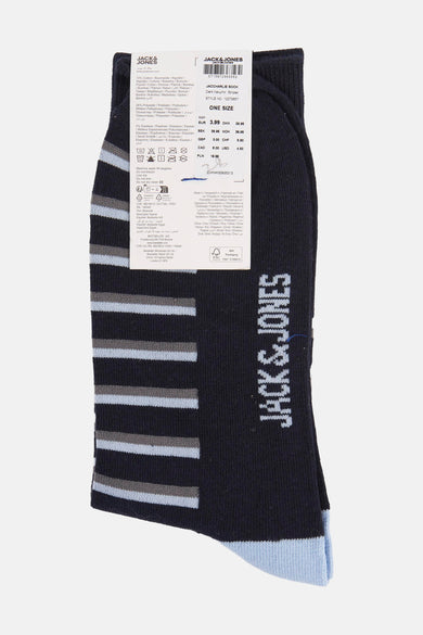 Chaussettes bleues à rayures par Jack & Jones, avec détails bleu clair à l'extrémité.