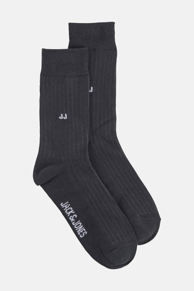 Grijze sokken van ACCESSORIES BY JACK & JONES, met subtiele verticale strepen en merklogo.