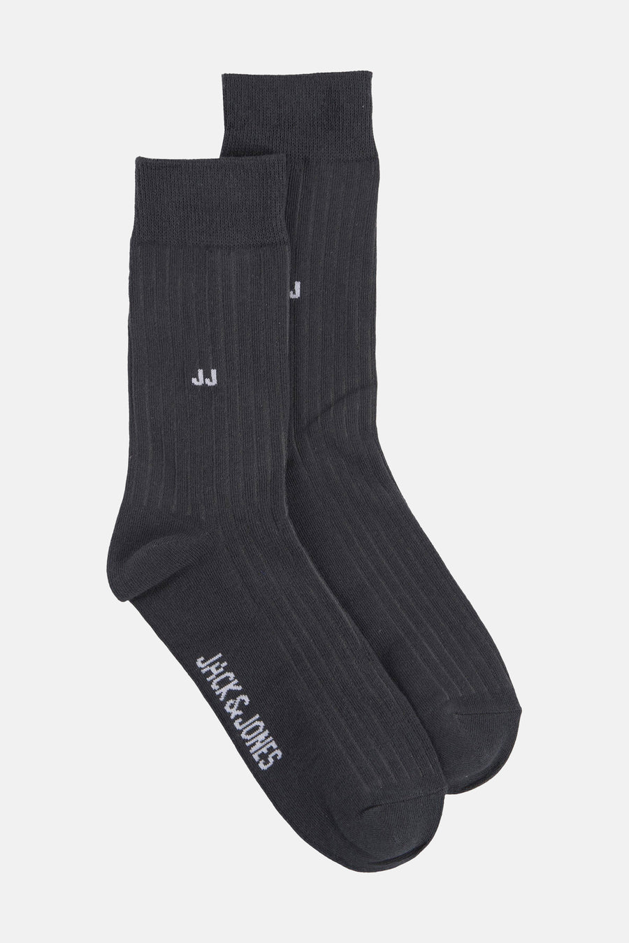 Grijze sokken van ACCESSORIES BY JACK & JONES, met subtiele verticale strepen en merklogo.