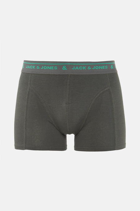 Boxer vert uni par Jack & Jones, avec une ceinture élastique logotypée.