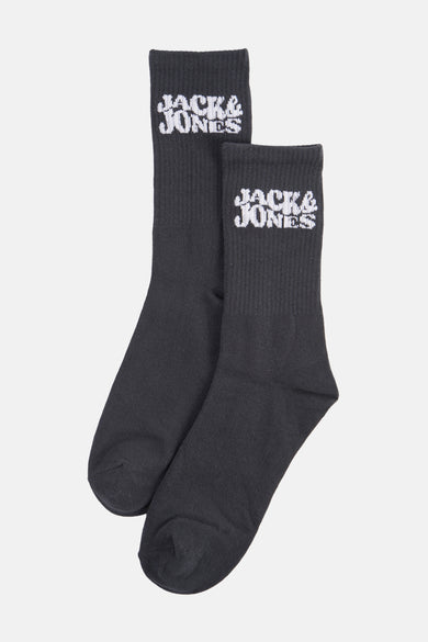 Chaussettes noires par ACCESSORIES BY JACK & JONES avec logo blanc contrastant sur la tige.