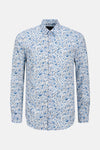 Blauwe blouse met lange mouwen van PREMIUM by JACK & JONES, met een delicaat bloemenpatroon.