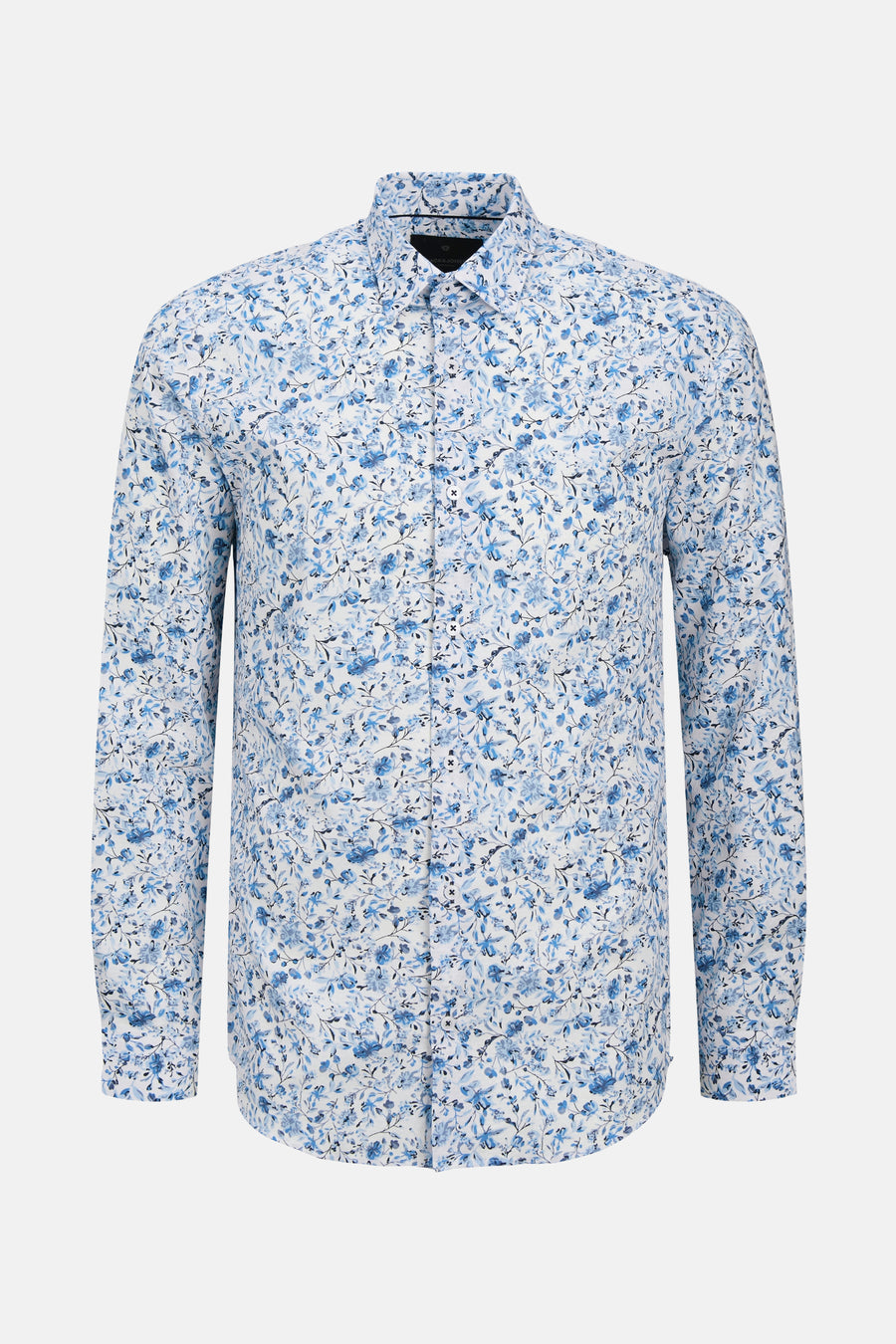 Blauwe blouse met lange mouwen van PREMIUM by JACK & JONES, met een delicaat bloemenpatroon.