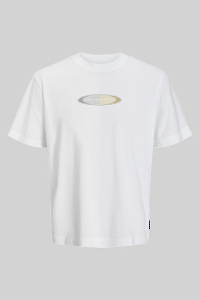 Wit T-shirt met korte mouwen van ORIGINALS BY JACK & JONES met ovaal logo op de borst.