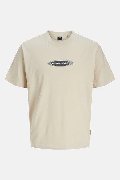 T-shirt beige met korte mouwen van ORIGINALS BY JACK & JONES met een centraal ovale logo.