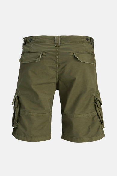 Short cargo kaki par ORIGINALS BY JACK & JONES, poches latérales, poches arrière à rabat et détail usé.