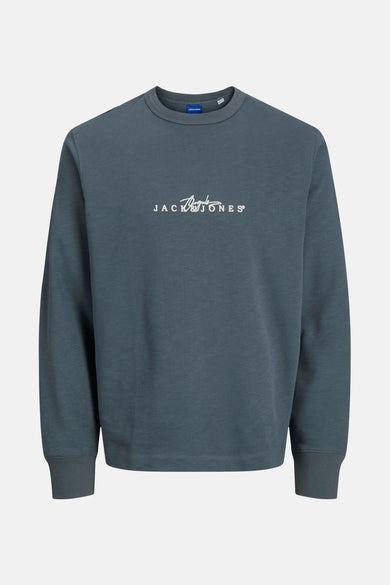 Grijze sweater van ORIGINALS BY JACK & JONES met wit merklogo opdruk.