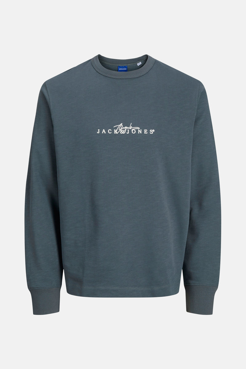 Grijze sweater van ORIGINALS BY JACK & JONES met wit merklogo opdruk.