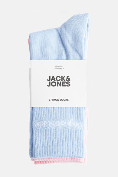 Set van drie paar katoenen sokken, lichtblauw en roze, van Jack & Jones.
