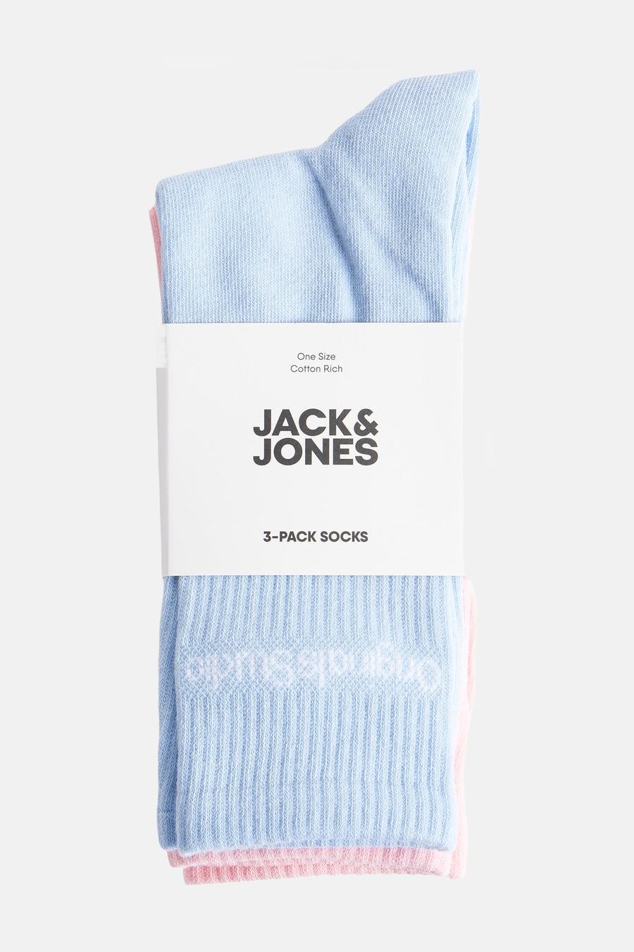 Set van drie paar katoenen sokken, lichtblauw en roze, van Jack & Jones.