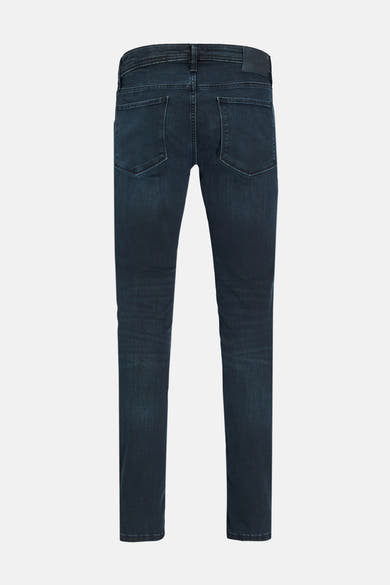Rechte donkerblauwe jeans van JACK & JONES JEANS INTELLIGENCE met achterzakken en ceintuurdetail.