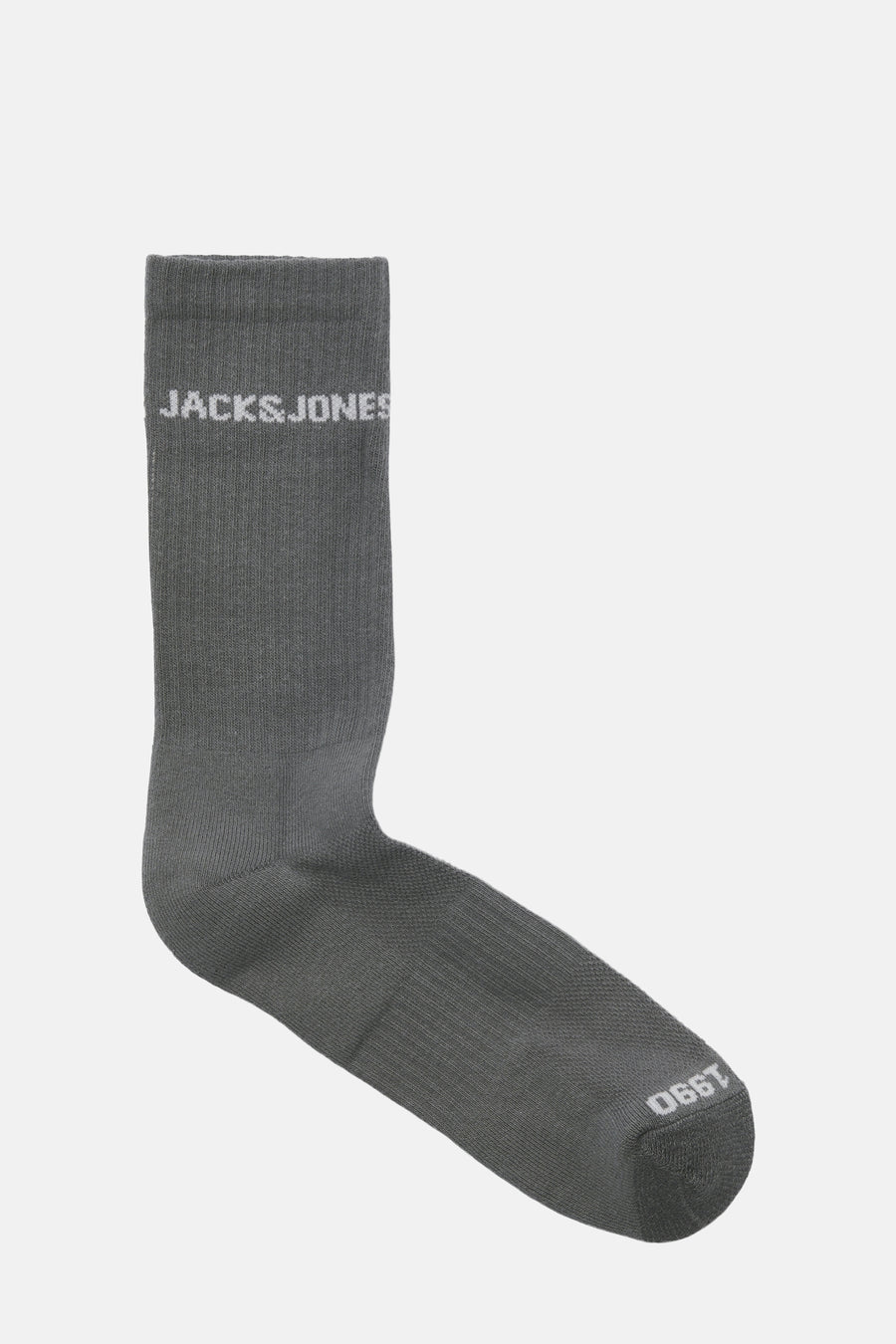 Chaussette grise de ACCESSORIES BY JACK & JONES avec l'inscription "JACK&JONES" sur la tige et "1990" sur le pied.