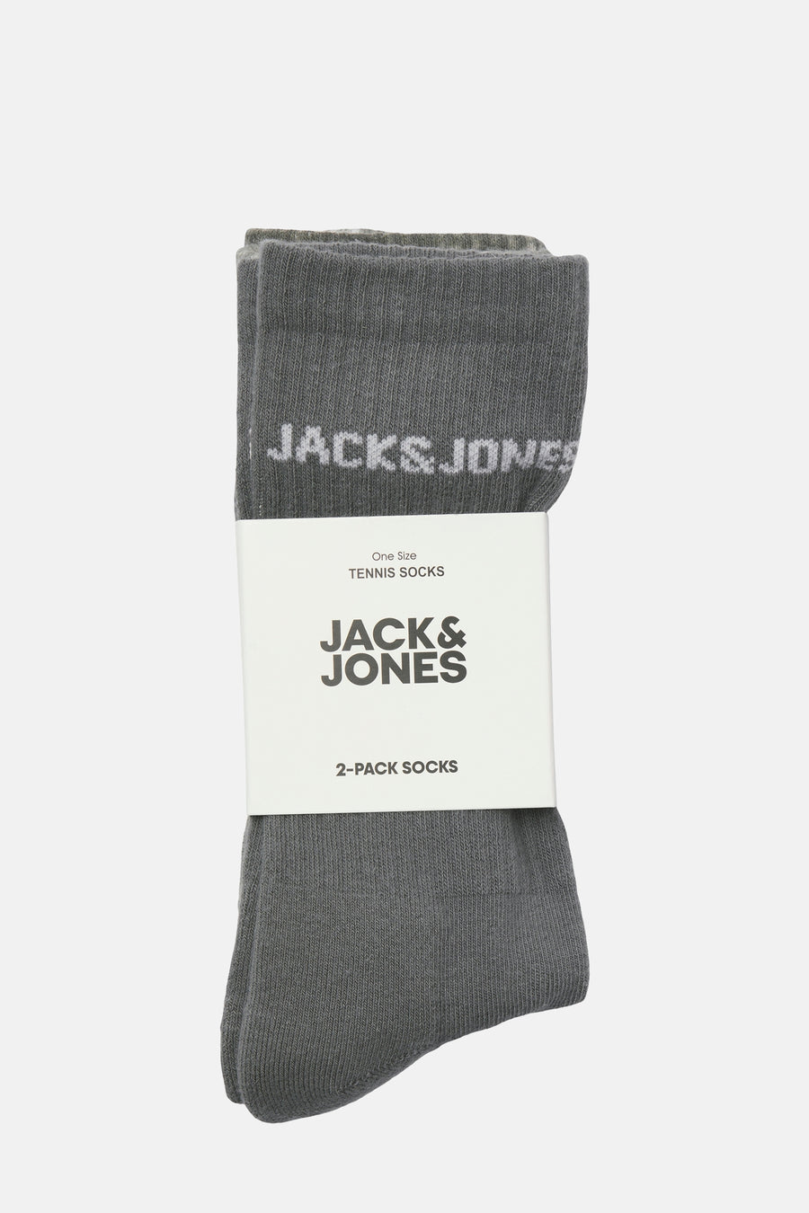 Lot de chaussettes grises by ACCESSORIES BY JACK & JONES, emballées avec une étiquette blanche.