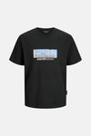 T-shirt à manches courtes noir de JACK & JONES, avec imprimé photo et lettrage.
