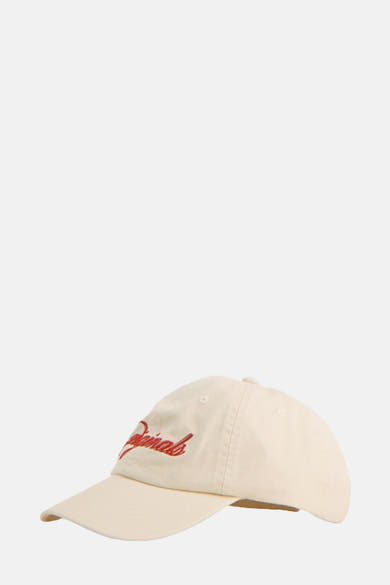 Ecru pet met rode geborduurde logo op de voorkant van ACCESSORIES BY JACK & JONES.
