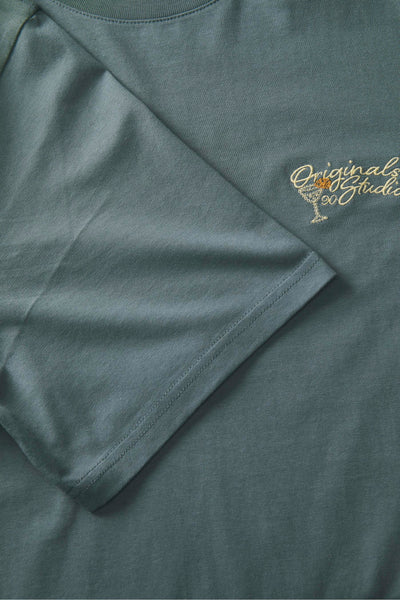 Blauw T-shirt met korte mouwen van ORIGINALS BY JACK & JONES, met een geborduurd cocktailglaslogo.