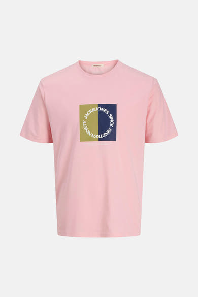 Roze T-shirt met korte mouwen van Originals by Jack & Jones, met een grafische print op de voorkant.