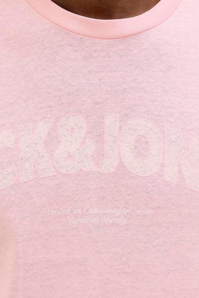 Roze T-shirt met korte mouwen van ORIGINALS BY JACK & JONES, met opgedrukte logoprint en de tekst "Created in Copenhagen".