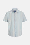 Chemise à manches courtes bleu clair par ORIGINALS BY JACK & JONES, rayures verticales blanches et beige.