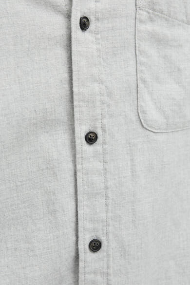 Grijs gemêleerd overhemd met lange mouwen van ORIGINALS BY JACK & JONES met borstzak en knoopsluiting.