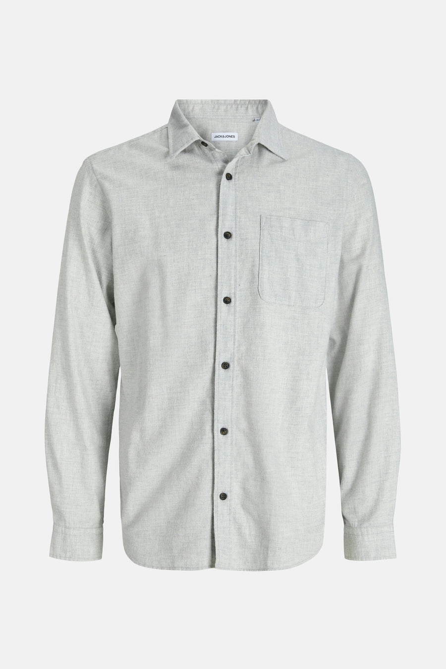 Grijs overhemd met lange mouwen van katoen van ORIGINALS BY JACK & JONES, met borstzak en donkere knopen.