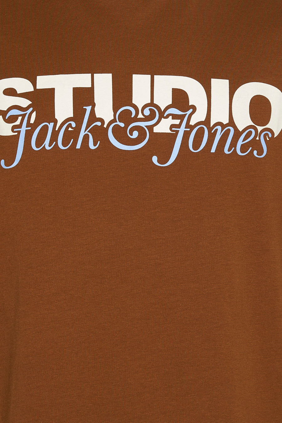 T-shirt marron à manches courtes de ORIGINALS BY JACK & JONES, avec un grand lettrage décoratif.