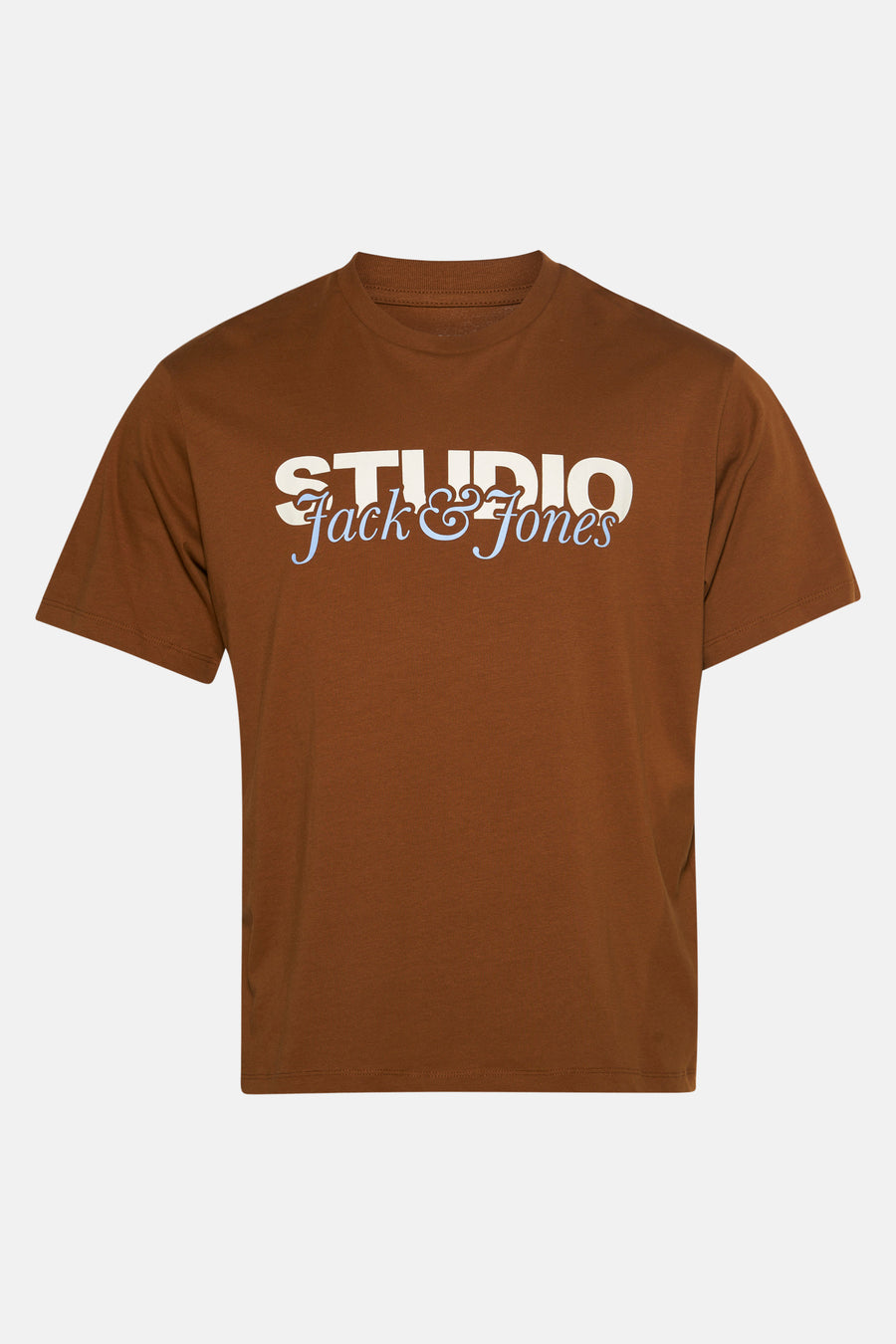 Bruin T-shirt met korte mouwen van ORIGINALS BY JACK & JONES, met grote decoratieve letters.