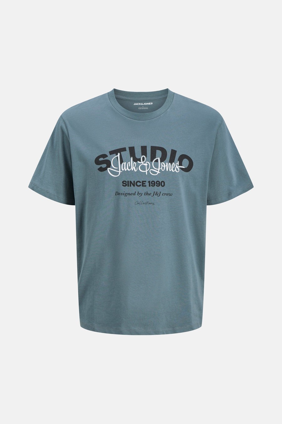 Blauw T-shirt met korte mouwen van Originals by Jack & Jones, met decoratieve "Studio Jack & Jones" print.