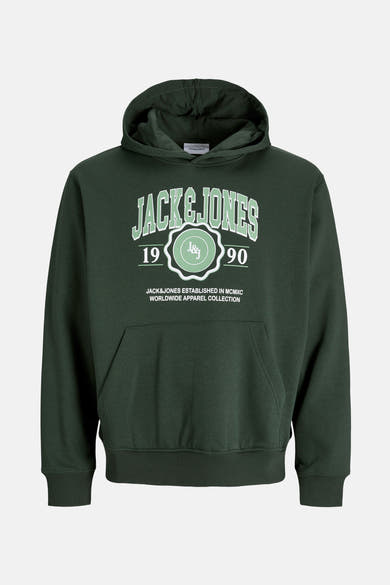 Groene hoodie van ORIGINALS BY JACK & JONES met een logo-opdruk op de voorkant.