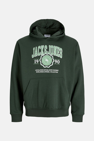Groene hoodie van ORIGINALS BY JACK & JONES met een logo-opdruk op de voorkant.