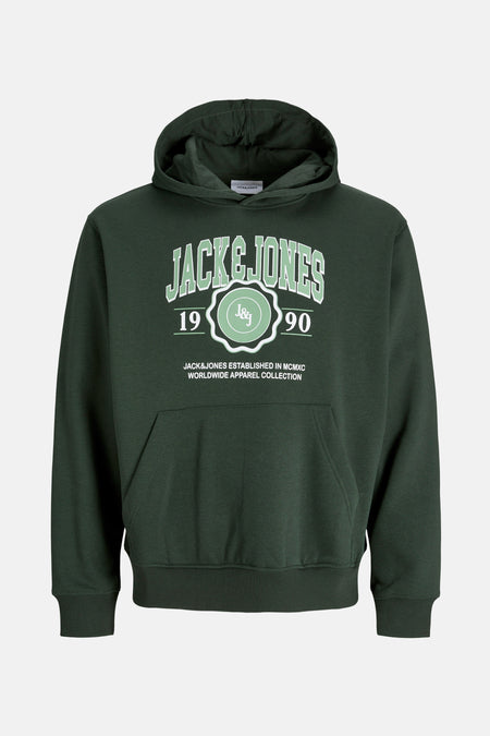 Groene hoodie van ORIGINALS BY JACK & JONES met een logo-opdruk op de voorkant.