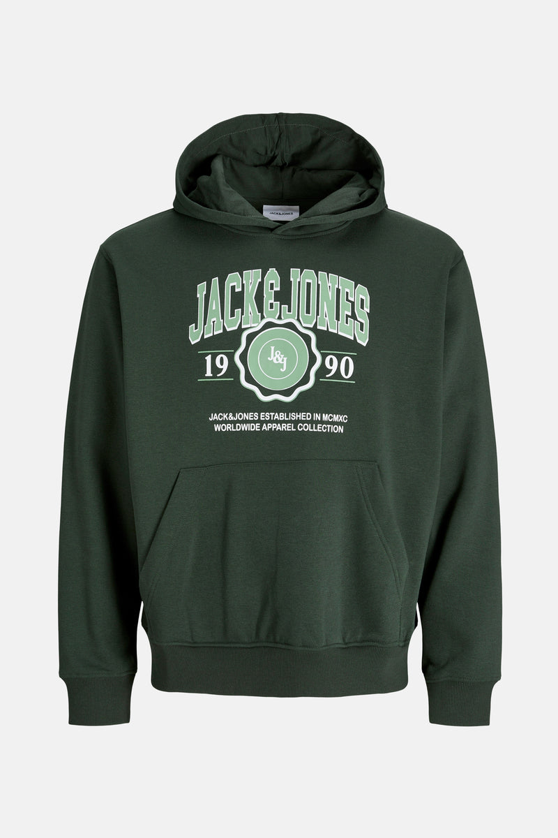 Groene hoodie van ORIGINALS BY JACK & JONES met een logo-opdruk op de voorkant.