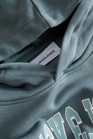 Blauwe hoodie van ORIGINALS BY JACK & JONES met zichtbaar merklabel.