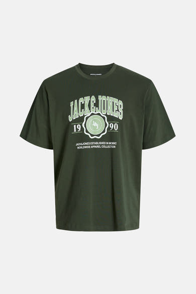 T-shirt à manches courtes vert d'ORIGINALS BY JACK & JONES, avec un imprimé logo sur le devant.
