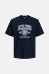 Blauw T-shirt met korte mouwen van ORIGINALS BY JACK & JONES, met opdruk op de voorkant.