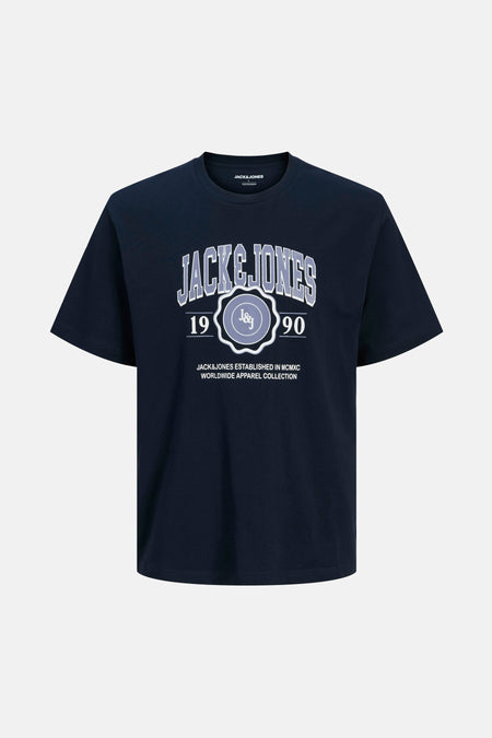 Blauw T-shirt met korte mouwen van ORIGINALS BY JACK & JONES, met opdruk op de voorkant.