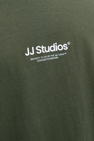 T-shirt à manches courtes vert de JACK & JONES, avec inscription blanche.