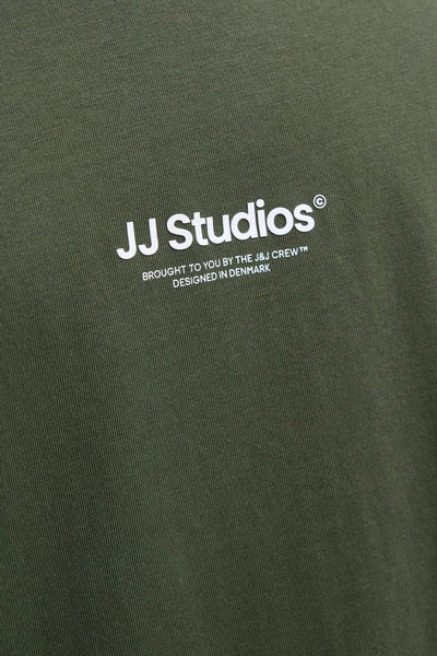 Groen T-shirt met korte mouwen van JACK & JONES, met witte opdruk.