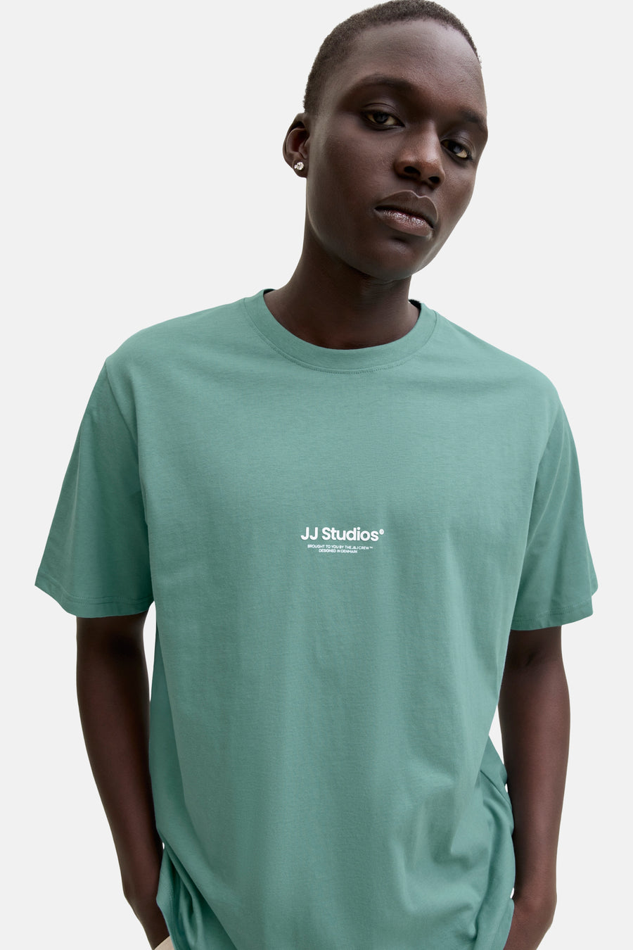 Blauw T-shirt met korte mouwen van JACK & JONES, met opgedrukte logo op de voorkant.