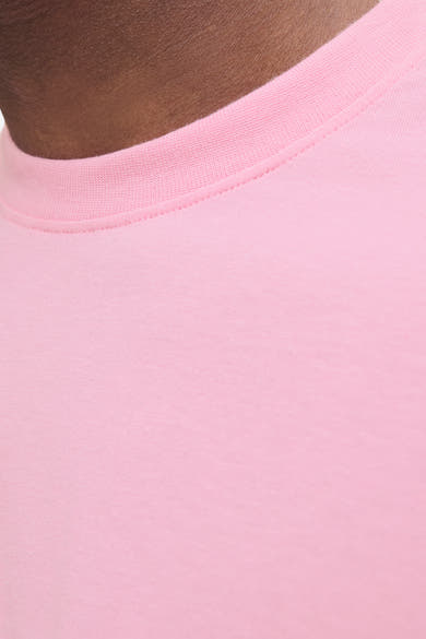 Roze T-shirt met korte mouwen van JACK & JONES, met ronde hals en stikseldetail.
