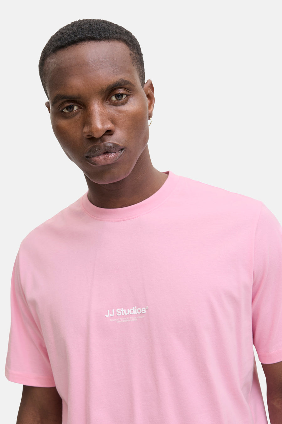 Roze T-shirt met korte mouwen van JACK & JONES met opdruk op de voorkant.