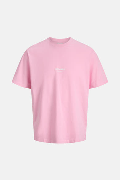 Roze T-shirt met korte mouwen van JACK & JONES, met een klein logo op de voorkant.