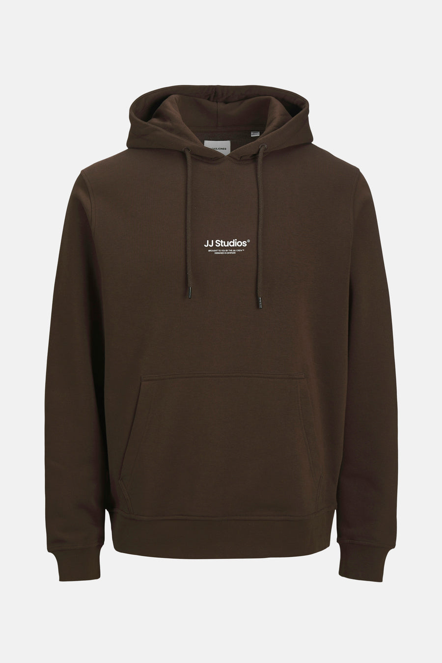 Kaki hoodie van JACK & JONES, met trekkoord en kangoeroezak.
