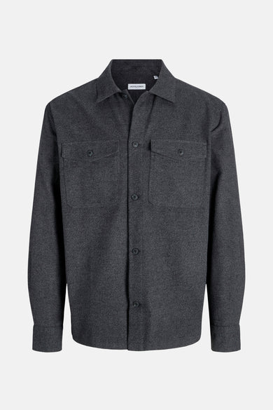 Chemise grise de PREMIUM BLUE by JACK & JONES, avec poches à rabat boutonnées et fermeture boutonnée.