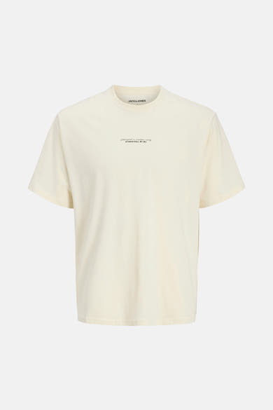 T-shirt à manches courtes écru de JACK & JONES avec un petit imprimé centré sur la poitrine.