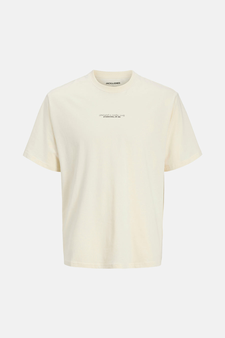 T-shirt à manches courtes écru de JACK & JONES avec un petit imprimé centré sur la poitrine.