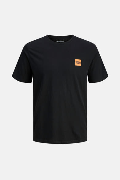 T-shirt noir à manches courtes de Originals by Jack & Jones, avec logo carré sur la poitrine.