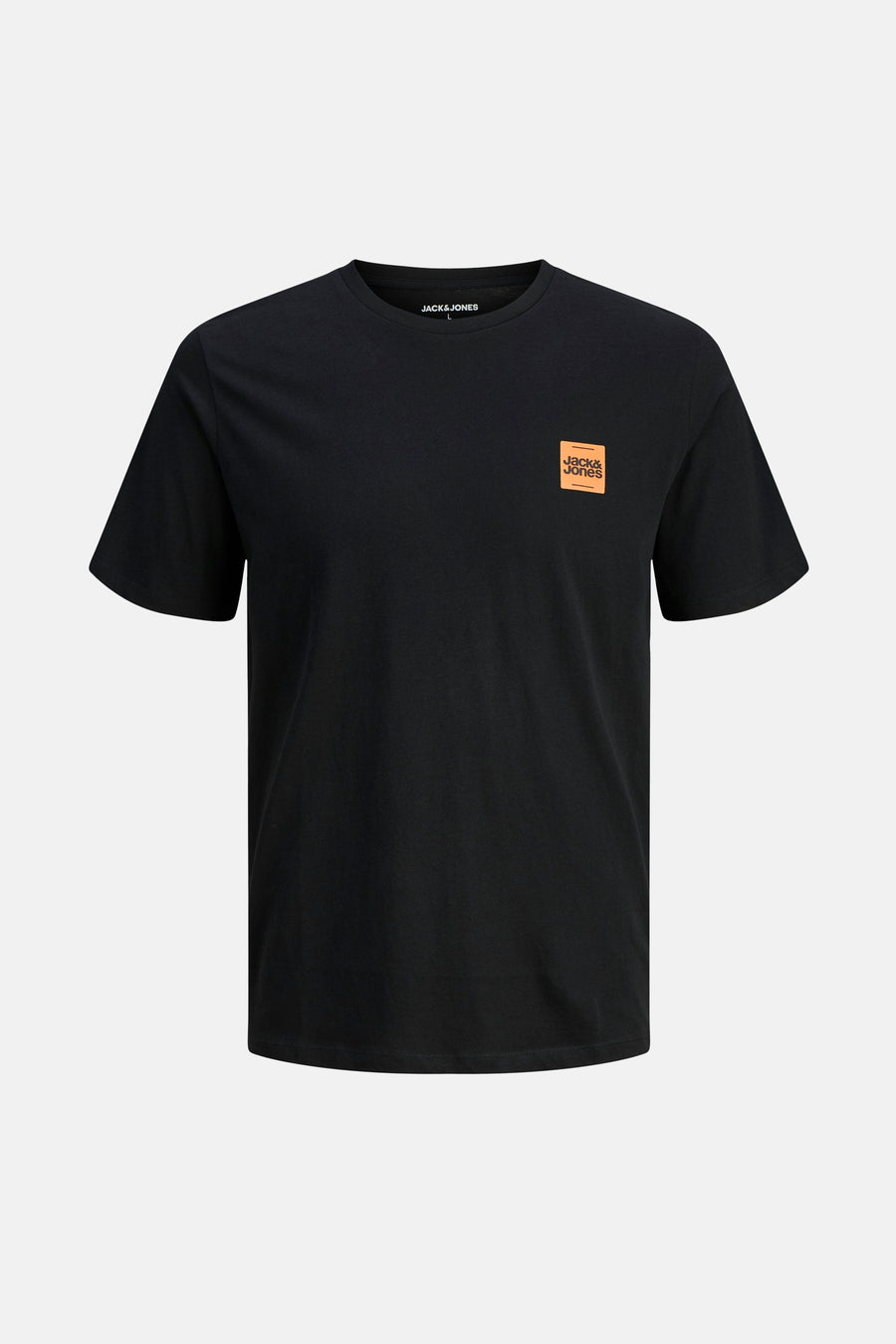 T-shirt noir à manches courtes de Originals by Jack & Jones, avec logo carré sur la poitrine.